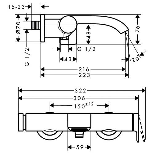 Змішувач для ванни Hansgrohe Vivenis 75420340 хром чорний матовий, фото 3
