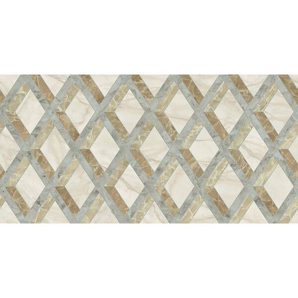 Керамограніт Versace Tarsia 0014144 Lozenge Avorio Lux 3D Rett 60x120 см, фото 3