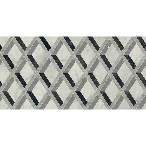 Керамограніт Versace Tarsia 0014145 Lozenge Nero Lux 3D Rett 60x120 см, фото 4