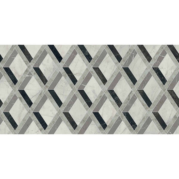 Керамограніт Versace Tarsia 0014145 Lozenge Nero Lux 3D Rett 60x120 см, фото 4