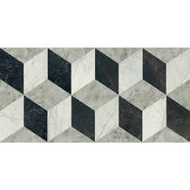 Керамограніт Versace Tarsia 0014098 Cubical Nero Lux 3D Rett 60x120 см, фото №2