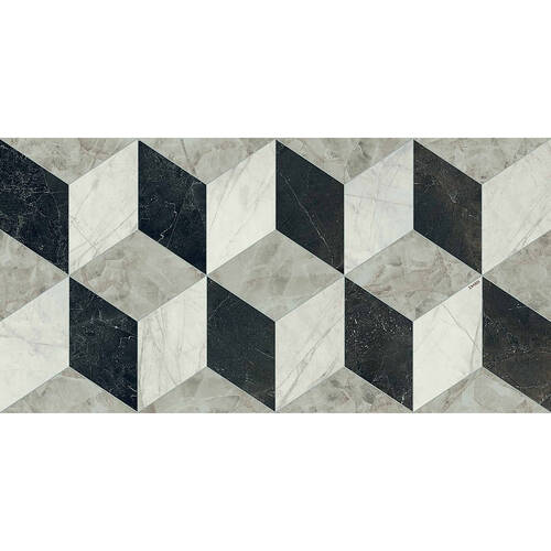 Керамограніт Versace Tarsia 0014098 Cubical Nero Lux 3D Rett 60x120 см, фото 2