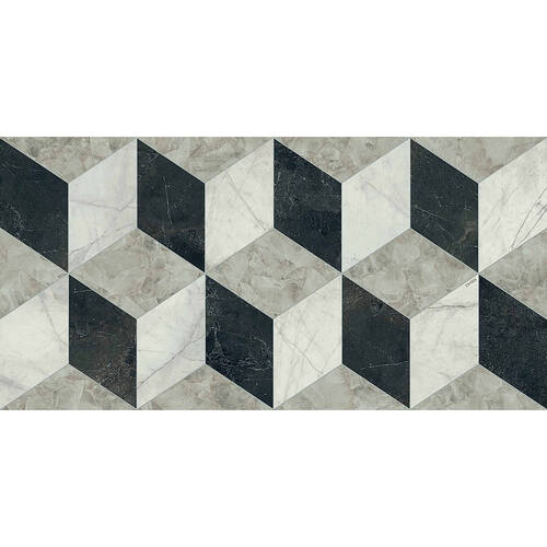 Керамограніт Versace Tarsia 0014098 Cubical Nero Lux 3D Rett 60x120 см, фото 3