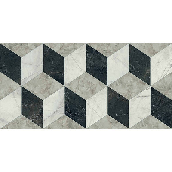 Керамограніт Versace Tarsia 0014098 Cubical Nero Lux 3D Rett 60x120 см, фото 3