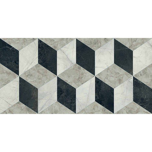 Керамограніт Versace Tarsia 0014098 Cubical Nero Lux 3D Rett 60x120 см, фото 4