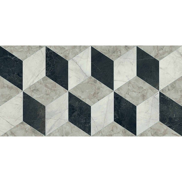 Керамограніт Versace Tarsia 0014098 Cubical Nero Lux 3D Rett 60x120 см, фото 4