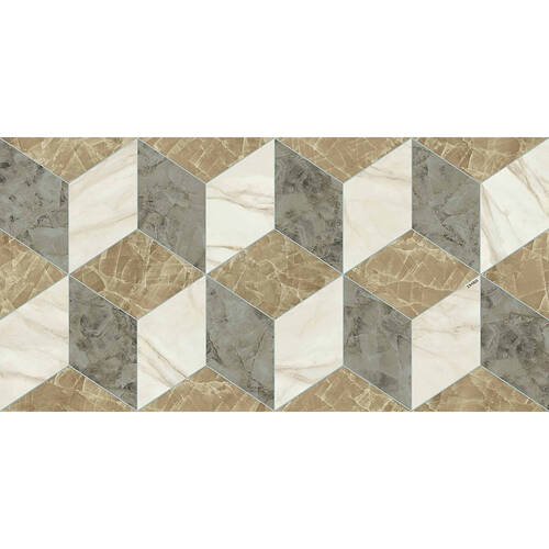 Керамограніт Versace Tarsia 0014142 Cubical Avorio Lux 3D Rett 60x120 см, фото 3