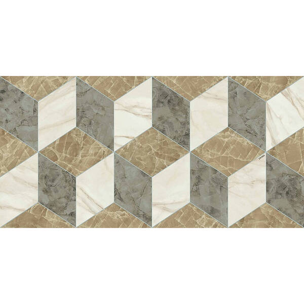 Керамограніт Versace Tarsia 0014142 Cubical Avorio Lux 3D Rett 60x120 см, фото 3