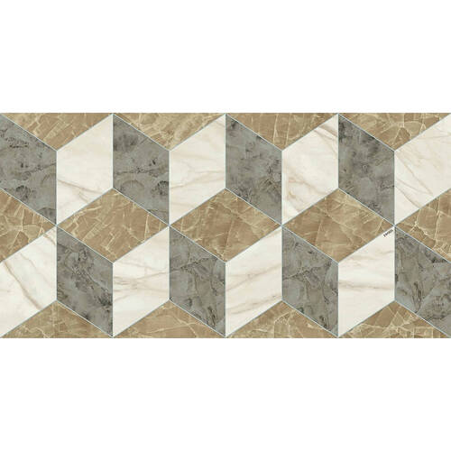 Керамограніт Versace Tarsia 0014142 Cubical Avorio Lux 3D Rett 60x120 см, фото 4