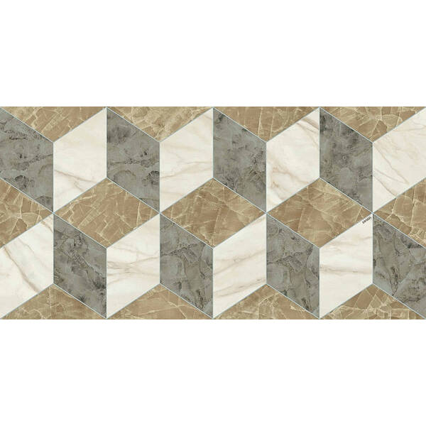 Керамограніт Versace Tarsia 0014142 Cubical Avorio Lux 3D Rett 60x120 см, фото 4