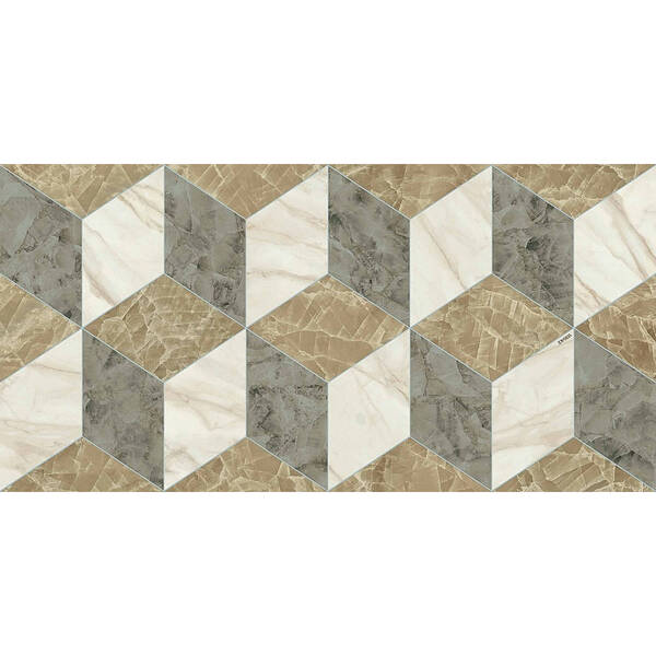 Керамограніт Versace Tarsia 0014142 Cubical Avorio Lux 3D Rett 60x120 см, фото 2