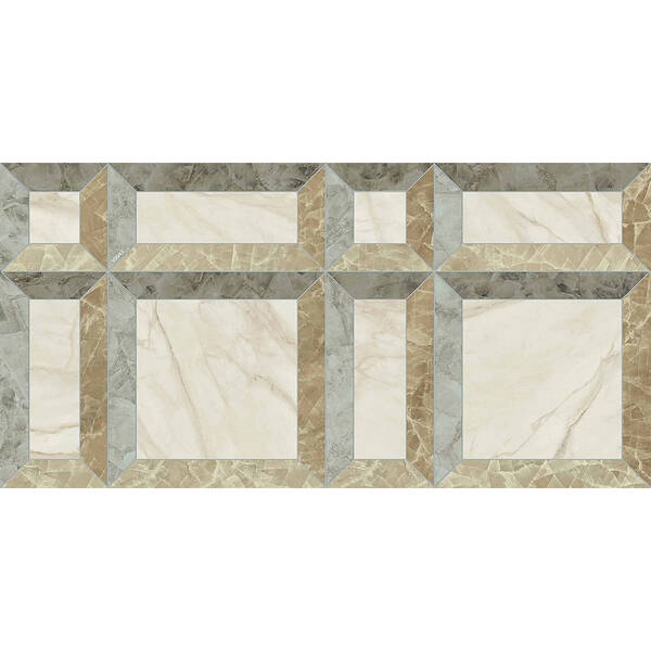 Керамограніт Versace Tarsia 0014087 Frame Avorio  Lux 3D Rett 60х120 см, фото 3