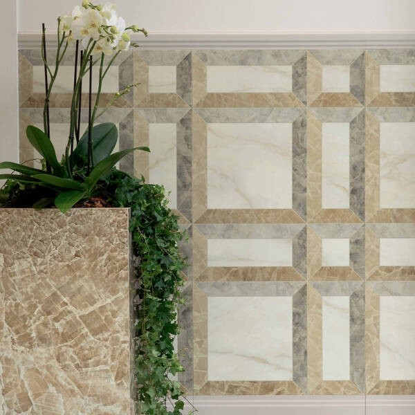 Керамограніт Versace Tarsia 0014087 Frame Avorio  Lux 3D Rett 60х120 см, фото 5