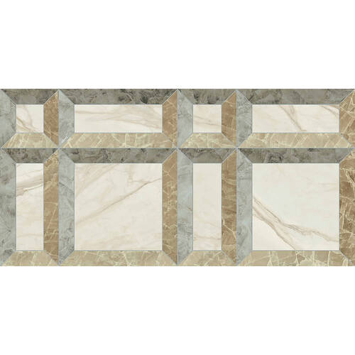 Керамограніт Versace Tarsia 0014087 Frame Avorio  Lux 3D Rett 60х120 см, фото 2