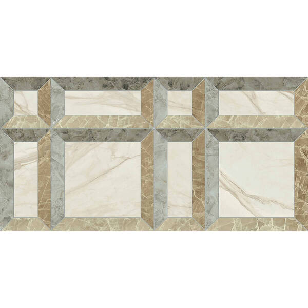 Керамограніт Versace Tarsia 0014087 Frame Avorio  Lux 3D Rett 60х120 см, фото 2