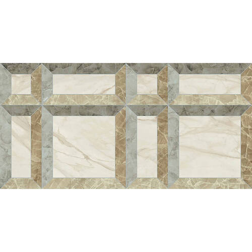 Керамограніт Versace Tarsia 0014087 Frame Avorio  Lux 3D Rett 60х120 см, фото 4