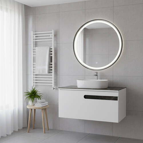 Тумба Аква Родос Ostin подвесная белый мат со столешницей Namibia Black 90 см, фото 1