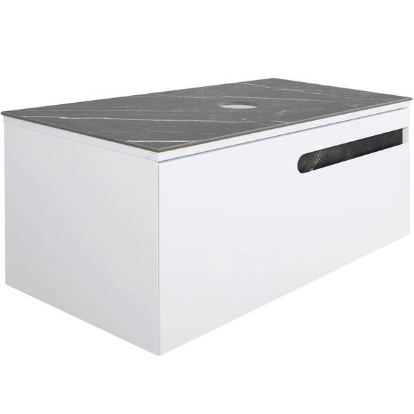 Тумба Аква Родос Ostin подвесная белый мат со столешницей Namibia Black 90 см, фото 2