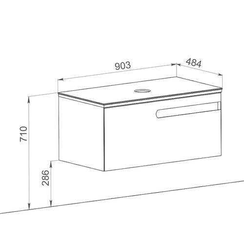 Тумба Аква Родос Ostin подвесная белый мат со столешницей Namibia Black 90 см, фото 4