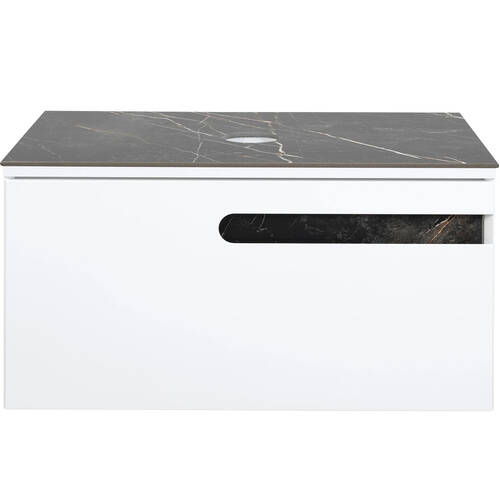 Тумба Аква Родос Ostin подвесная белый мат со столешницей Namibia Black 90 см, фото 7