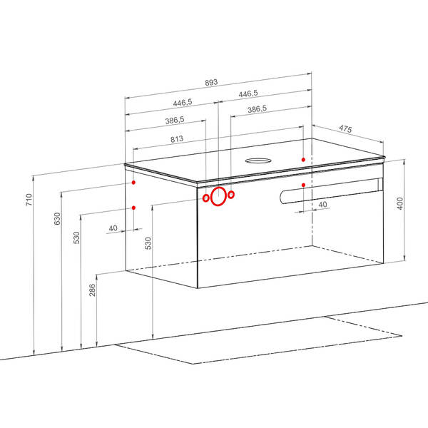 Тумба Аква Родос Ostin подвесная белый мат со столешницей Namibia Black 90 см, фото 3