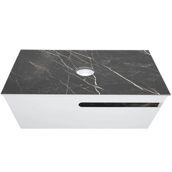 Тумба Аква Родос Ostin подвесная белый мат со столешницей Namibia Black 90 см, фото 9