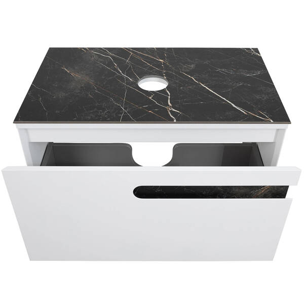 Тумба Аква Родос Ostin подвесная белый мат со столешницей Namibia Black 90 см, фото 8