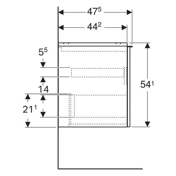 Тумба для раковины Geberit Acanto 503.004.01.1 подвесная белый глянец, фото 6