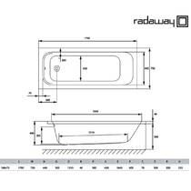 Ванна акриловая Radaway Mia WA1-50-180x075S 180x75 см с ножками и сифоном R135L, белый, фото №3