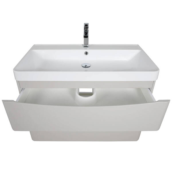 Тумба Аква Родос Амеріна 32228 консольна кашемір з раковиною Deep 90 см, фото 5