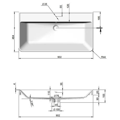 Тумба Аква Родос Амеріна 32228 консольна кашемір з раковиною Deep 90 см, фото 9