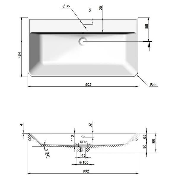 Тумба Аква Родос Амеріна 32228 консольна кашемір з раковиною Deep 90 см, фото 9