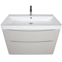 Тумба Аква Родос Амеріна 32228 консольна кашемір з раковиною Deep 90 см, фото №6