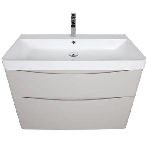 Тумба Аква Родос Амеріна 32228 консольна кашемір з раковиною Deep 90 см, фото 6