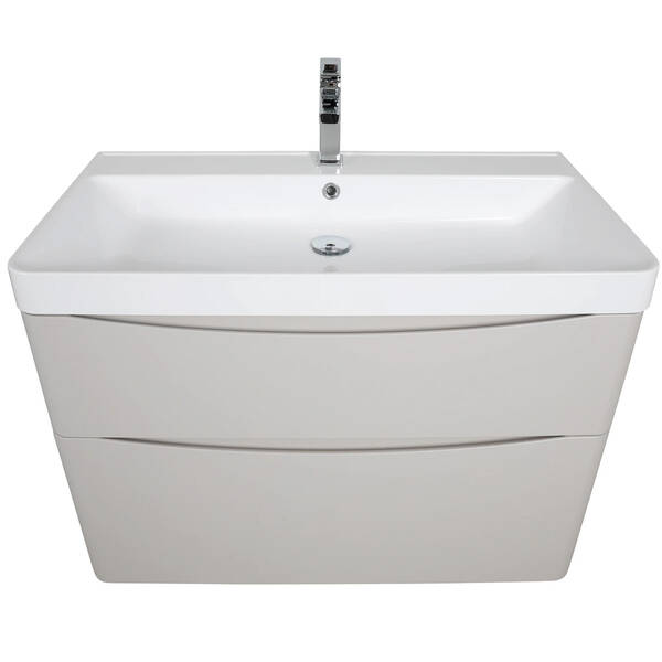 Тумба Аква Родос Амеріна 32228 консольна кашемір з раковиною Deep 90 см, фото 6