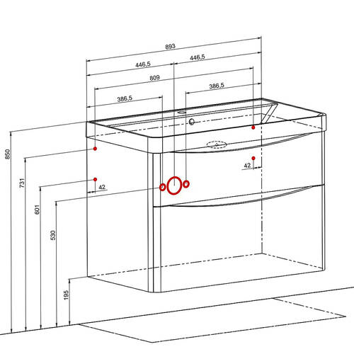 Тумба Аква Родос Амеріна 32228 консольна кашемір з раковиною Deep 90 см, фото 8
