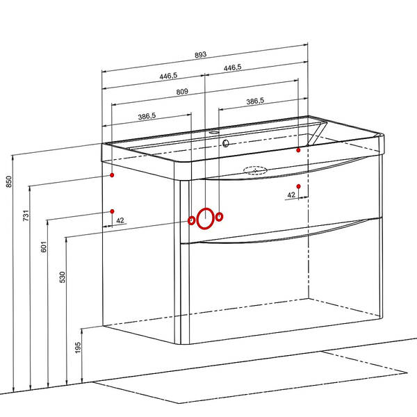 Тумба Аква Родос Амеріна 32228 консольна кашемір з раковиною Deep 90 см, фото 8