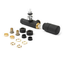 Набір вентилів термостатичний кутовий з трубкою занурення Terma WRZT5G5-CM лівий, чорний матовий, фото №1