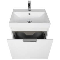 Тумба Fabio білий мат/ручка хром консольна з раковиною Fabio 50 см, фото №5