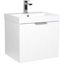 Тумба Fabio білий мат/ручка хром консольна з раковиною Fabio 50 см, фото №2