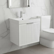 Тумба Fabio білий мат/ручка хром консольна з раковиною Fabio 50 см, фото №1