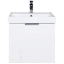 Тумба Fabio білий мат/ручка хром консольна з раковиною Fabio 50 см, фото №4