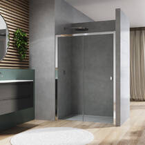 Душові двері Ronal Arelia D20S21404007 1400 мм розсувні, скло прозоре, профіль срібний полірований, фото №1