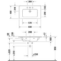 Раковина Duravit ME by Starck 2336833200 83 см  білий матовий, фото №4