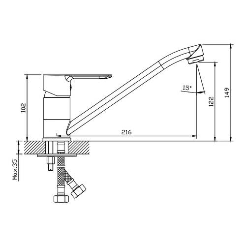 Смеситель для кухни Devit Lite 550546C с длинным изливом, хром, фото 2