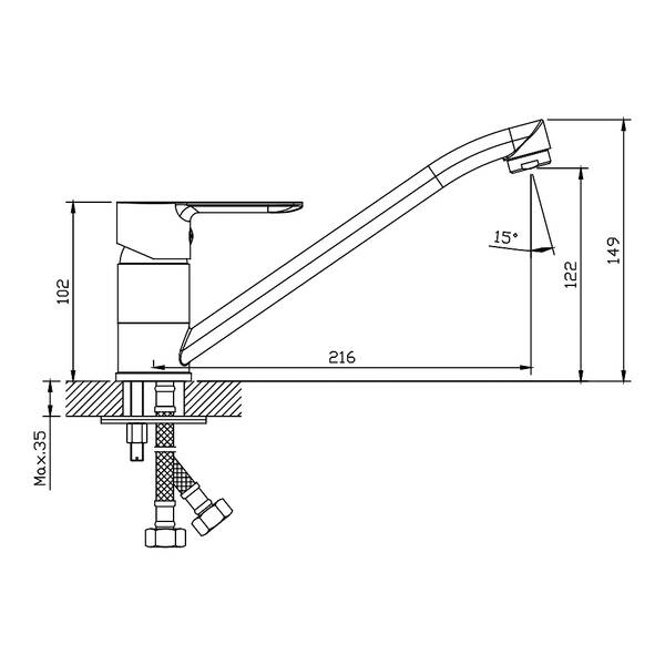 Смеситель для кухни Devit Lite 550546C с длинным изливом, хром, фото 2