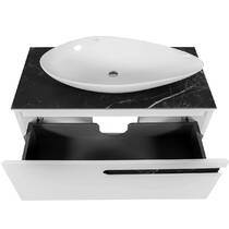 Тумба консольная Аква Родос Ostin 22185 белый мат со столешницей керамо-гранит Namibia Black 90 см и раковиной Olive 74 см, фото №4