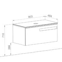 Тумба консольная Аква Родос Ostin 22185 белый мат со столешницей керамо-гранит Namibia Black 90 см и раковиной Olive 74 см, фото №7