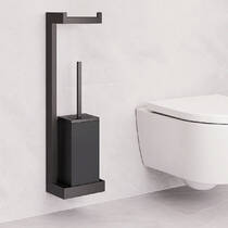 Держатель стойка настенная для туалетной бумаги и щетки Gessi Rettangolo 20868-707 черный металл, фото №1