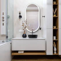 Дзеркало J-Mirror Sofia Inox 900x500 мм з Led-підсвічуванням, матова латунь, фото №6